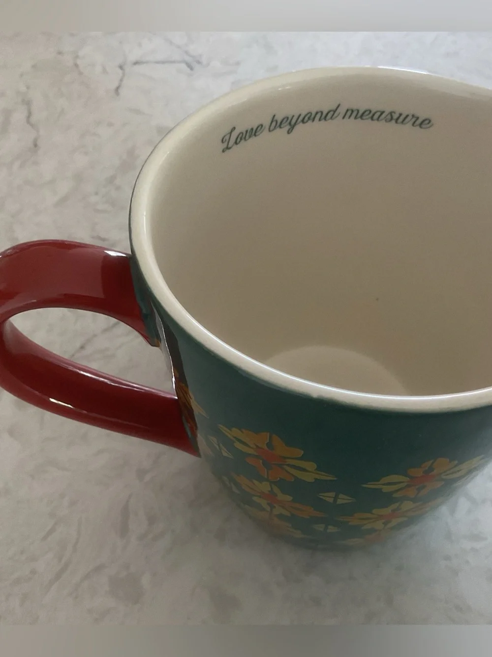 The Pioneer Woman Geometric Teal Floral Stoneware 4 Cup Measuring Pitcher